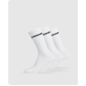Gymshark Lite Crew Sock 3Pk White Size L New